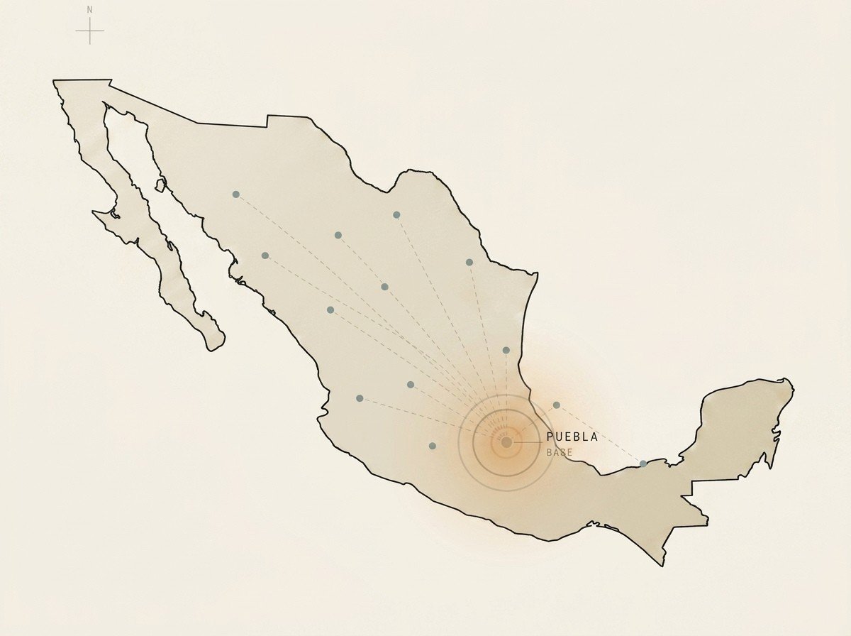 Mapa de cobertura DILUVIUM en México con base en Puebla
